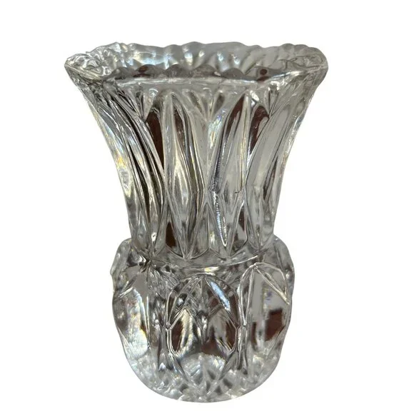 Vintage Crystal Glass Bud Vase With Intricate Cut Design - Picture 2 of 7